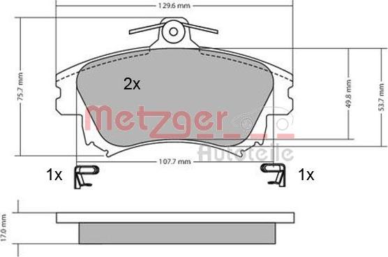 Metzger 1170032 - Тормозные колодки, дисковые, комплект autospares.lv