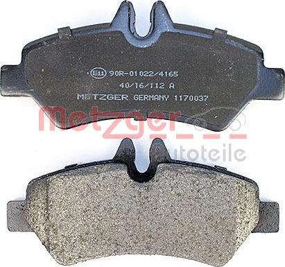 Metzger 1170037 - Тормозные колодки, дисковые, комплект autospares.lv