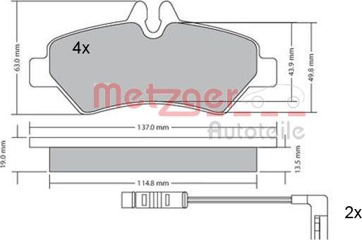 Metzger 1170037 - Тормозные колодки, дисковые, комплект autospares.lv