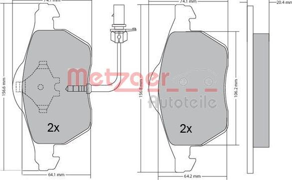 Metzger 1170020 - Тормозные колодки, дисковые, комплект autospares.lv