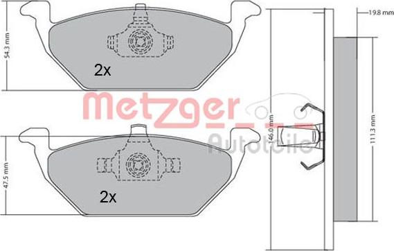 Metzger 1170027 - Тормозные колодки, дисковые, комплект autospares.lv