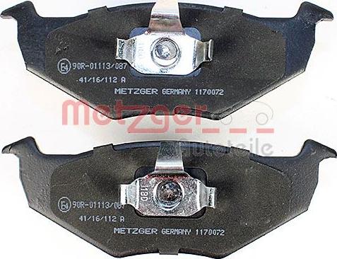 Metzger 1170072 - Тормозные колодки, дисковые, комплект autospares.lv