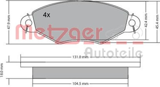 Metzger 1170199 - Тормозные колодки, дисковые, комплект autospares.lv