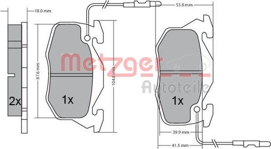 Metzger 1170195 - Тормозные колодки, дисковые, комплект autospares.lv