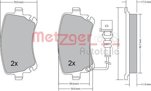 Metzger 1170190 - Тормозные колодки, дисковые, комплект autospares.lv