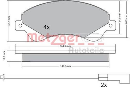Metzger 1170146 - Тормозные колодки, дисковые, комплект autospares.lv