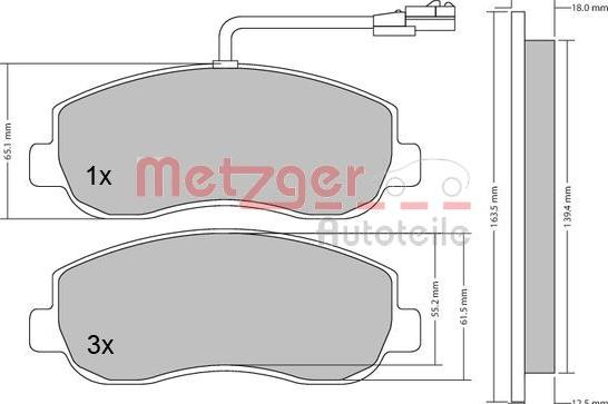 Metzger 1170148 - Тормозные колодки, дисковые, комплект autospares.lv