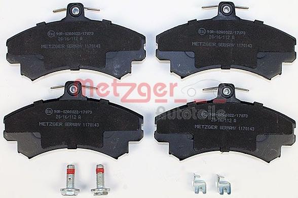 Metzger 1170143 - Тормозные колодки, дисковые, комплект autospares.lv