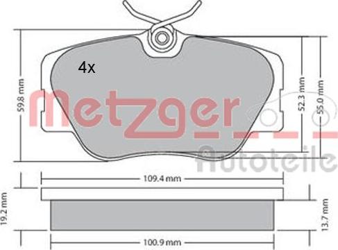 Metzger 1170151 - Тормозные колодки, дисковые, комплект autospares.lv