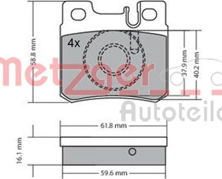 Metzger 1170158 - Тормозные колодки, дисковые, комплект autospares.lv