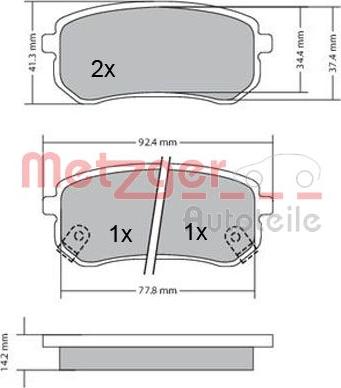 Metzger 1170169 - Тормозные колодки, дисковые, комплект autospares.lv