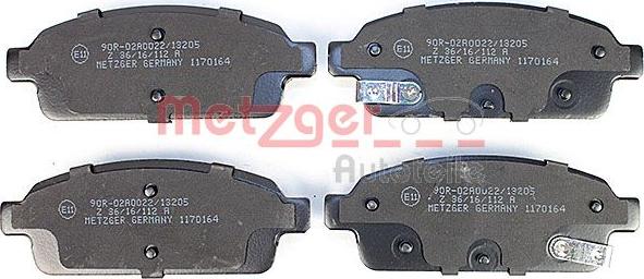 Metzger 1170164 - Тормозные колодки, дисковые, комплект autospares.lv