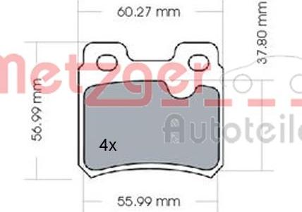 Metzger 1170165 - Тормозные колодки, дисковые, комплект autospares.lv