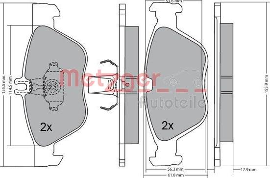 Metzger 1170162 - Тормозные колодки, дисковые, комплект autospares.lv