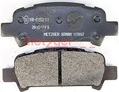 Metzger 1170167 - Тормозные колодки, дисковые, комплект autospares.lv