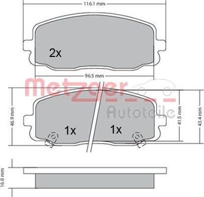 Metzger 1170108 - Тормозные колодки, дисковые, комплект autospares.lv
