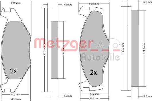 Metzger 1170103 - Тормозные колодки, дисковые, комплект autospares.lv