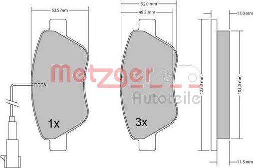 Metzger 1170102 - Тормозные колодки, дисковые, комплект autospares.lv