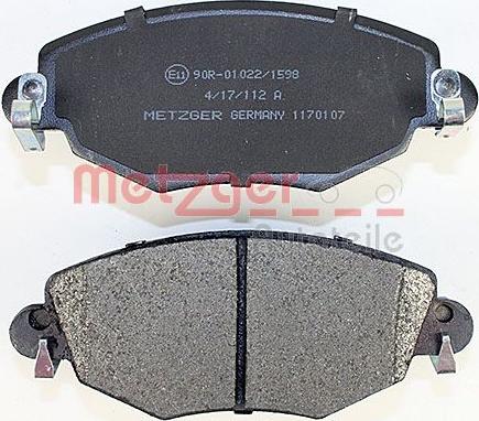 Metzger 1170107 - Тормозные колодки, дисковые, комплект autospares.lv