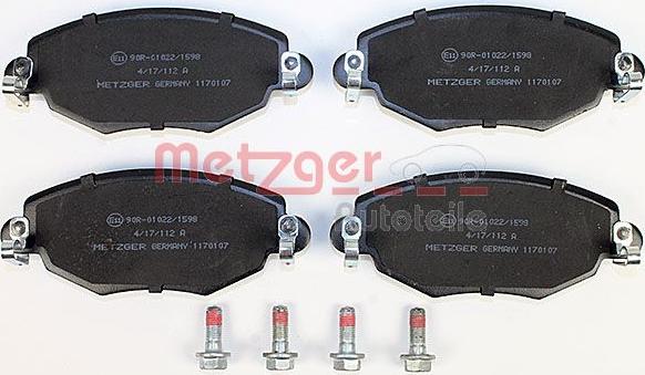 Metzger 1170107 - Тормозные колодки, дисковые, комплект autospares.lv