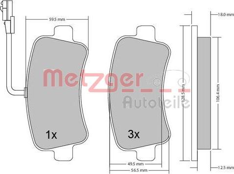 Metzger 1170111 - Тормозные колодки, дисковые, комплект autospares.lv