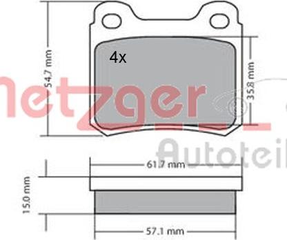 Metzger 1170112 - Тормозные колодки, дисковые, комплект autospares.lv
