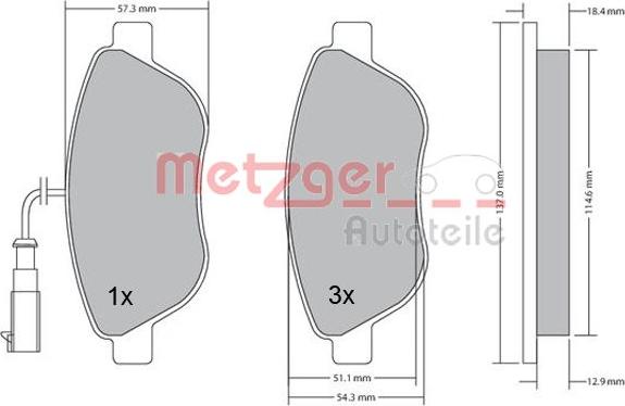 Metzger 1170185 - Тормозные колодки, дисковые, комплект autospares.lv