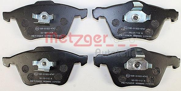 Metzger 1170180 - Тормозные колодки, дисковые, комплект autospares.lv