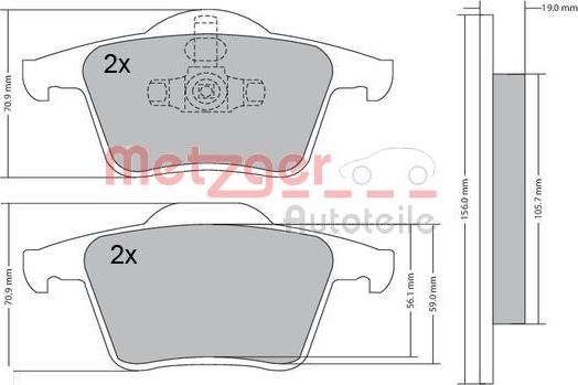 Metzger 1170180 - Тормозные колодки, дисковые, комплект autospares.lv