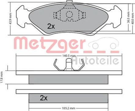 Metzger 1170181 - Тормозные колодки, дисковые, комплект autospares.lv