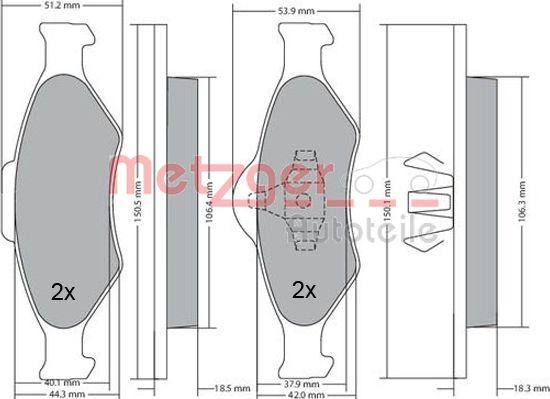 Metzger 1170188 - Тормозные колодки, дисковые, комплект autospares.lv