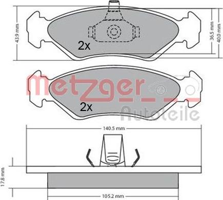 Metzger 1170182 - Тормозные колодки, дисковые, комплект autospares.lv
