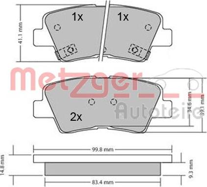 Metzger 1170134 - Тормозные колодки, дисковые, комплект autospares.lv