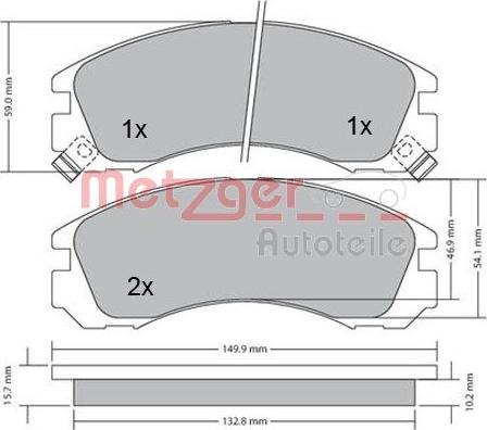 Metzger 1170135 - Тормозные колодки, дисковые, комплект autospares.lv