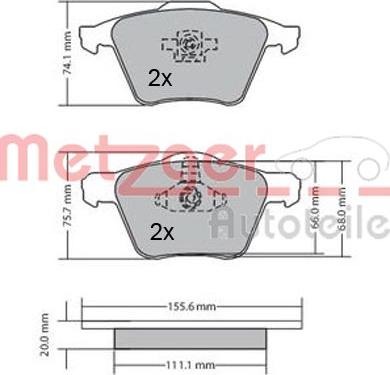 Metzger 1170130 - Тормозные колодки, дисковые, комплект autospares.lv