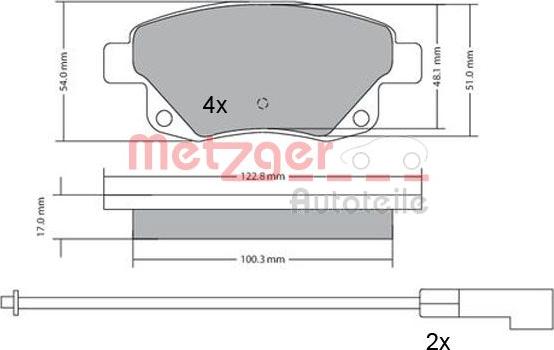 Metzger 1170138 - Тормозные колодки, дисковые, комплект autospares.lv