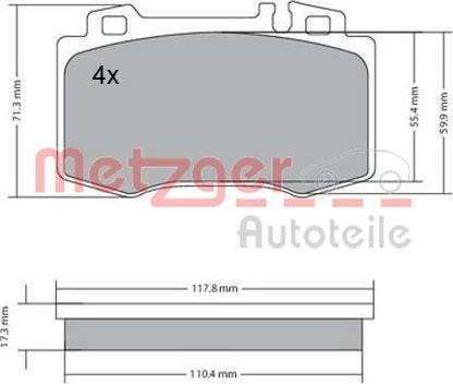 Metzger 1170137 - Тормозные колодки, дисковые, комплект autospares.lv