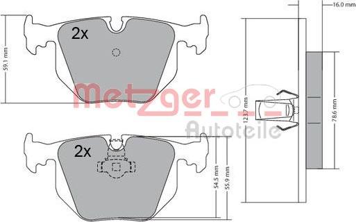 Metzger 1170121 - Тормозные колодки, дисковые, комплект autospares.lv