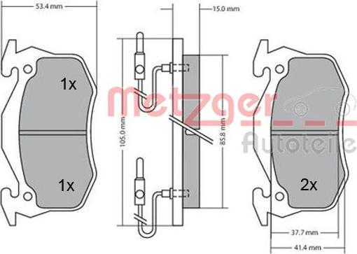 Metzger 1170176 - Тормозные колодки, дисковые, комплект autospares.lv