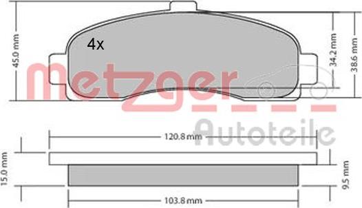 Metzger 1170178 - Тормозные колодки, дисковые, комплект autospares.lv