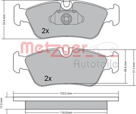 Metzger 1170177 - Тормозные колодки, дисковые, комплект autospares.lv