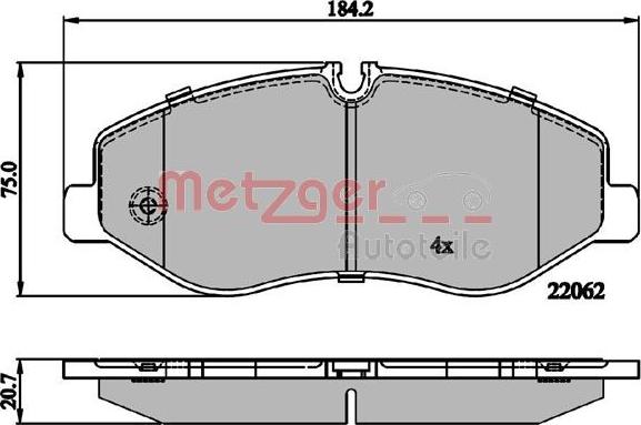 Metzger 1170895 - Тормозные колодки, дисковые, комплект autospares.lv