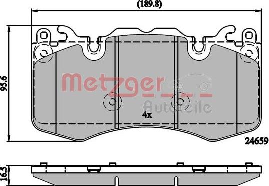 Metzger 1170890 - Тормозные колодки, дисковые, комплект autospares.lv