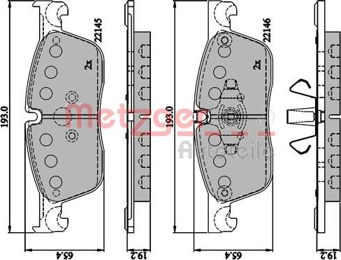 Metzger 1170893 - Тормозные колодки, дисковые, комплект autospares.lv