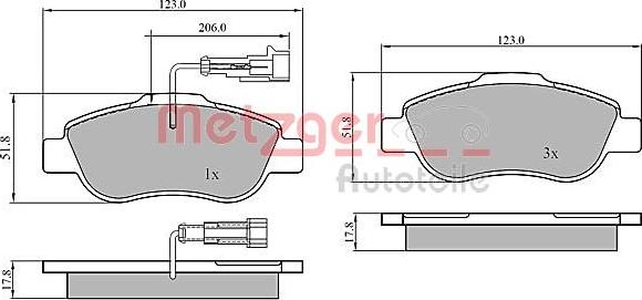 Metzger 1170849 - Тормозные колодки, дисковые, комплект autospares.lv