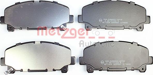 Metzger 1170840 - Тормозные колодки, дисковые, комплект autospares.lv