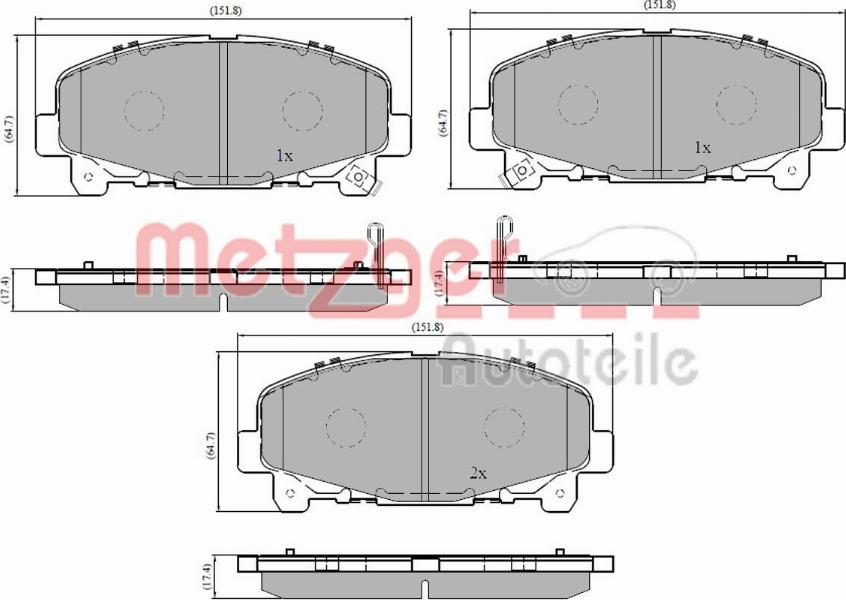 Metzger 1170840 - Тормозные колодки, дисковые, комплект autospares.lv