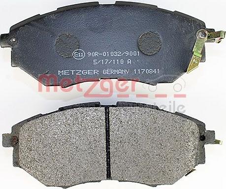 Metzger 1170841 - Тормозные колодки, дисковые, комплект autospares.lv