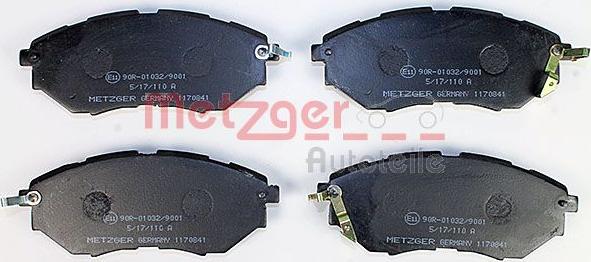 Metzger 1170841 - Тормозные колодки, дисковые, комплект autospares.lv