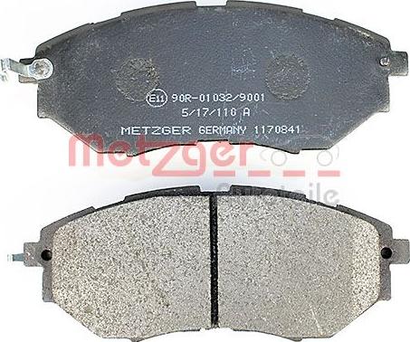 Metzger 1170841 - Тормозные колодки, дисковые, комплект autospares.lv